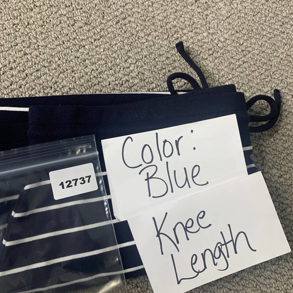 Talbots Womens Skirt Size PXL Blue/White Striped Drawstring Unlined Straight - Picture 10 of 10